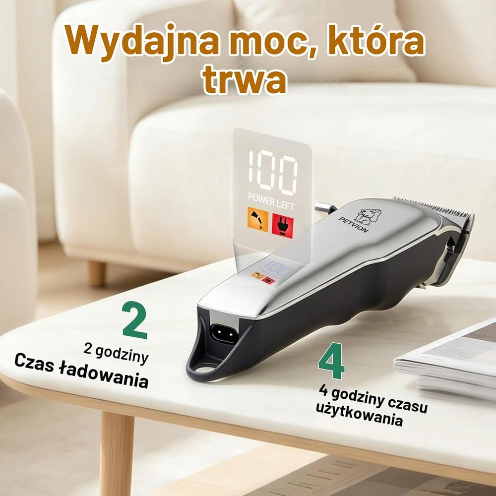 PETVION kailio kirpimo mašinėlė šunims ir katėms, IPX7, 2000 mAh, pet01
