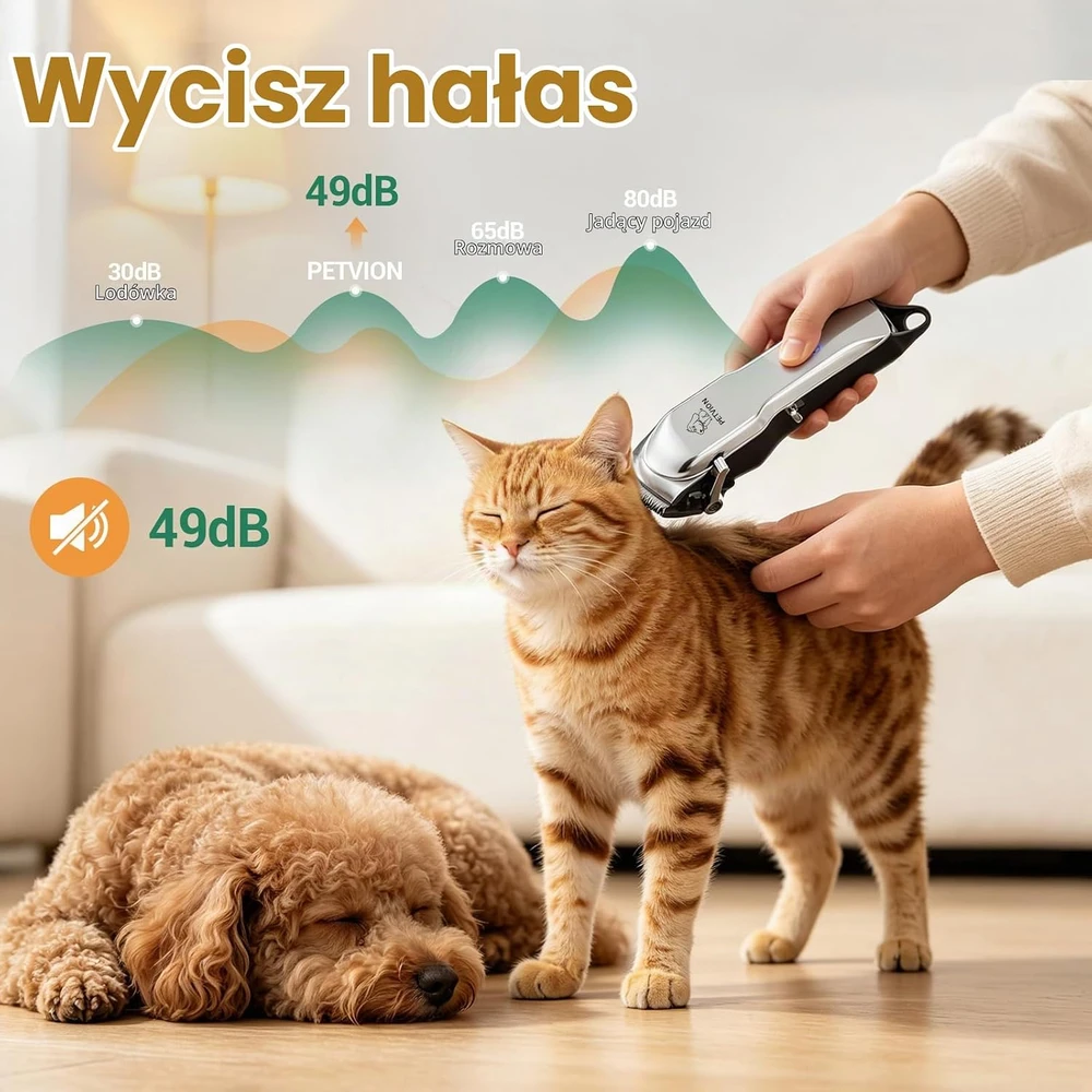 PETVION kailio kirpimo mašinėlė šunims ir katėms, IPX7, 2000 mAh, pet01
