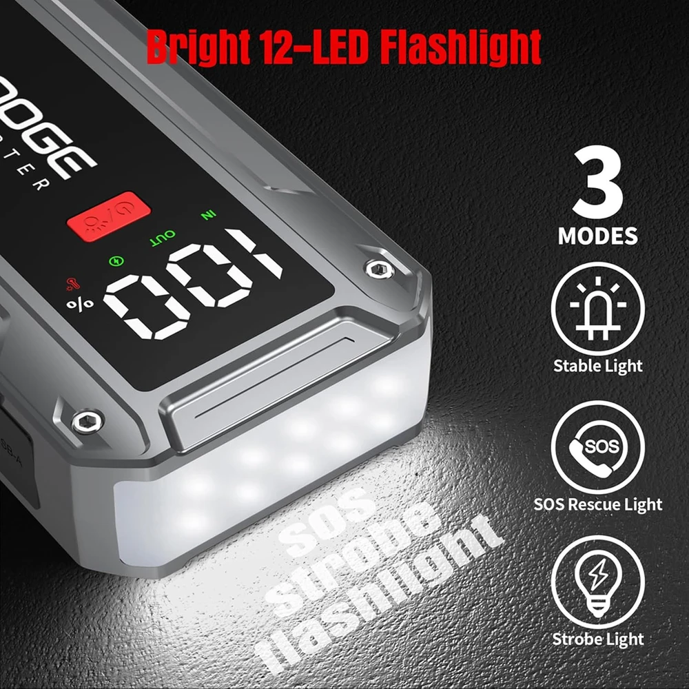 PGNOOGE automobilinis paleidimo įrenginys 12 V, 4000 A, 24600 mAh, 4000A