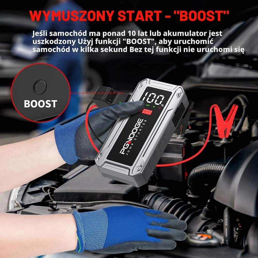 PGNOOGE automobilinis paleidimo įrenginys 12 V, 4000 A, 24600 mAh, 4000A