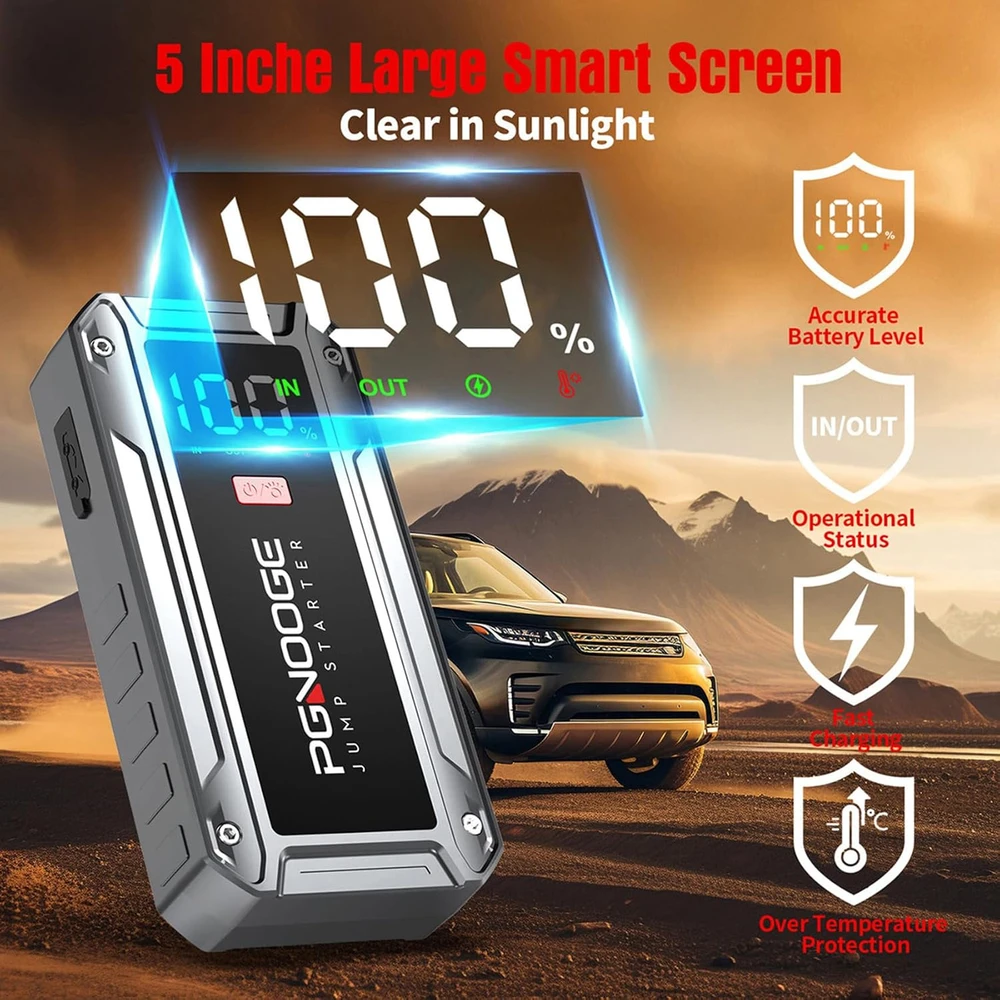 PGNOOGE automobilinis paleidimo įrenginys 12 V, 4000 A, 24600 mAh, 4000A