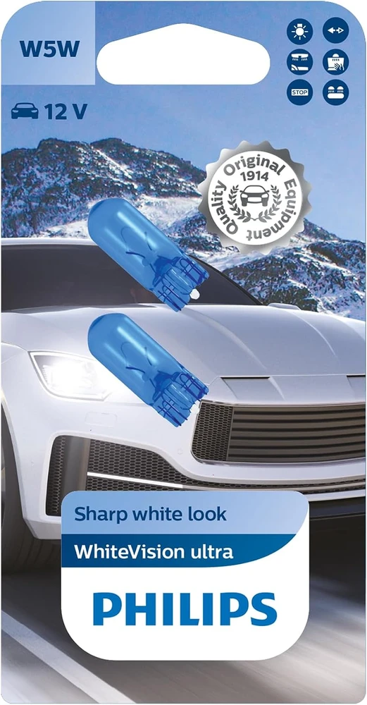 Philips automobilinė halogeninė lemputė W5W 12 V 5 W, 2 vnt., 35484330