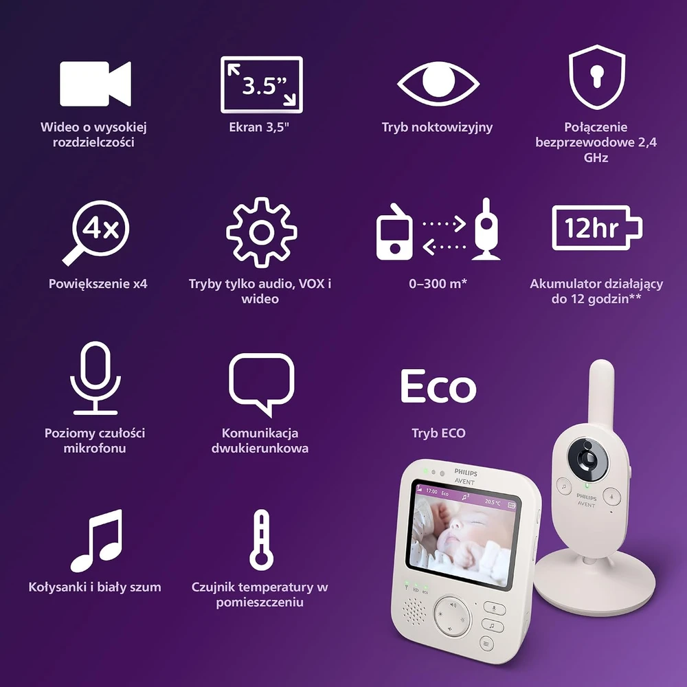 Mobili auklė Philips Avent Video Baby Monitor „Premium“ SCD891/26