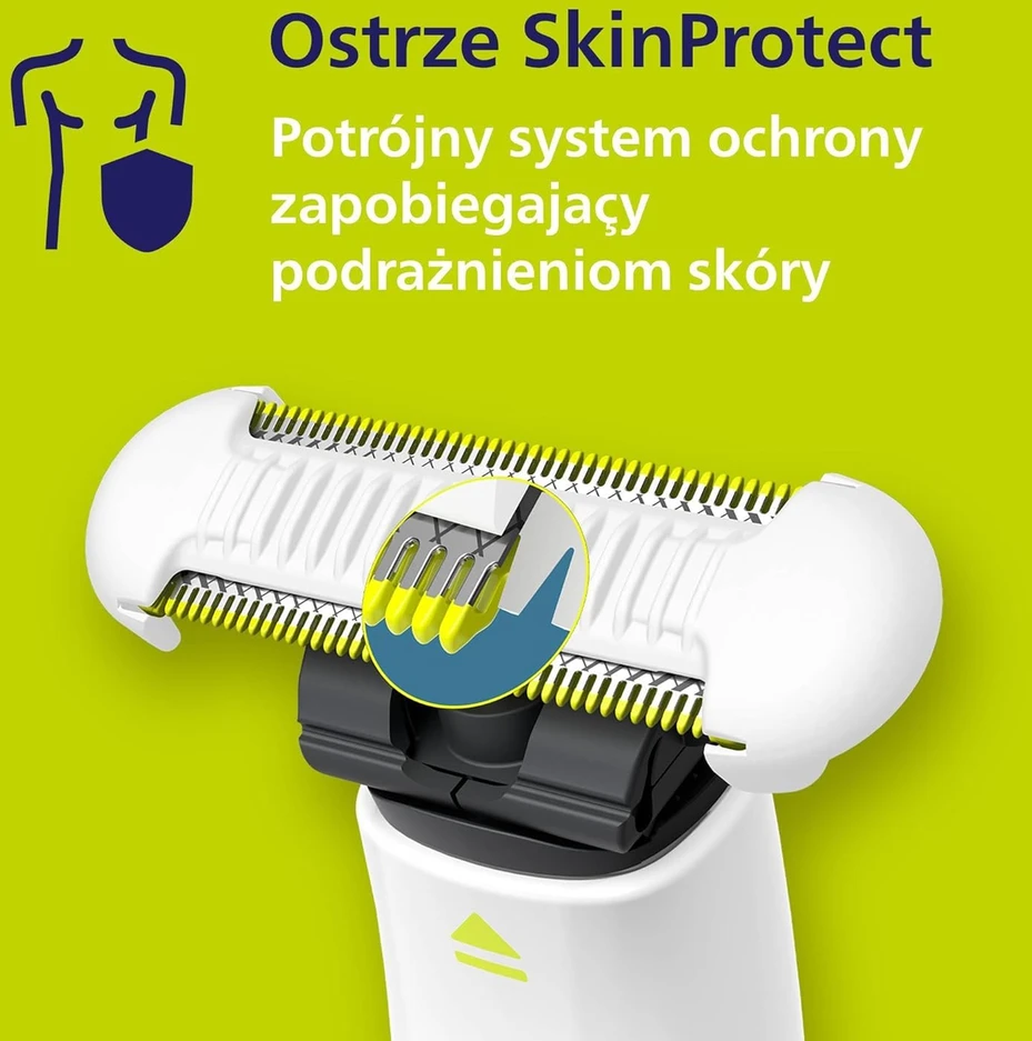 Philips elektrinė kūno ir intymios zonos barzdaskutė OneBlade, SkinProtect, vandeniui atspari, QP1924/30