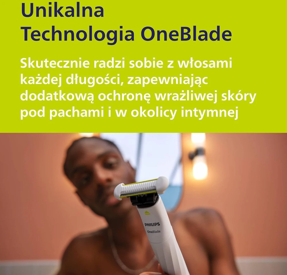 Philips elektrinė kūno ir intymios zonos barzdaskutė OneBlade, SkinProtect, vandeniui atspari, QP1924/30