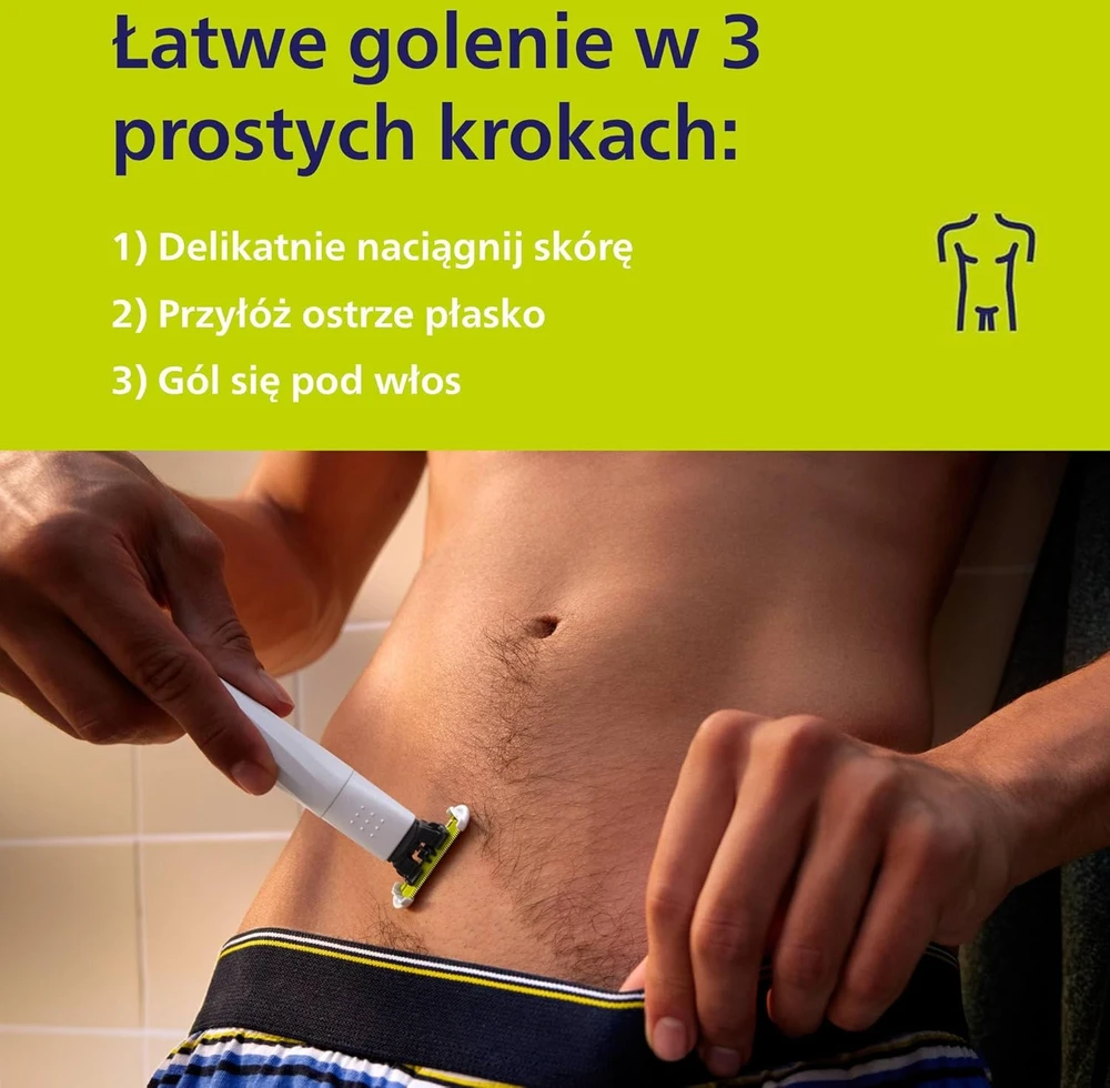 Philips elektrinė kūno ir intymios zonos barzdaskutė OneBlade, SkinProtect, vandeniui atspari, QP1924/30