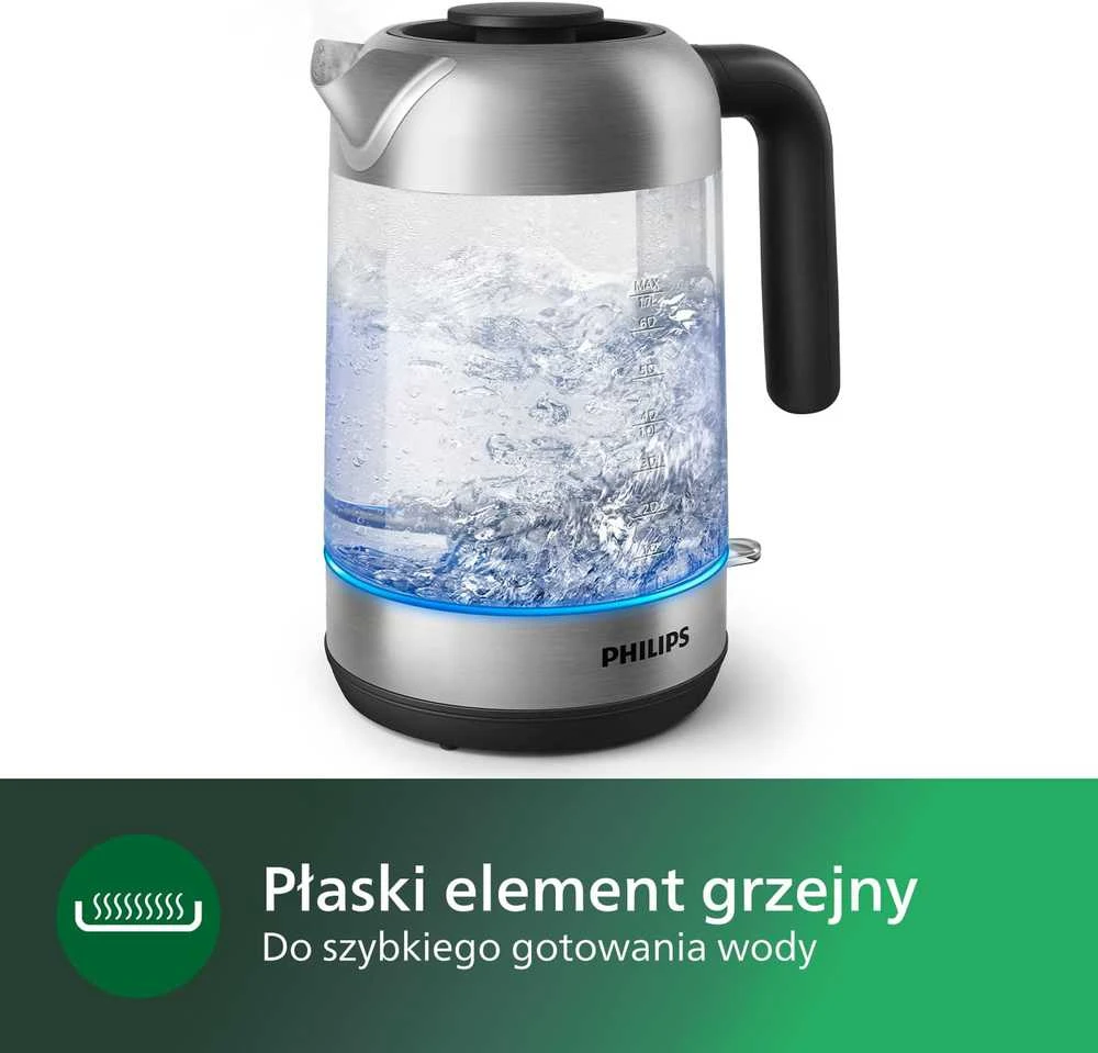 Philips elektrinis virdulys 1,7 l 2200 W stiklinis, nuimamas dangtis, HD9339/80