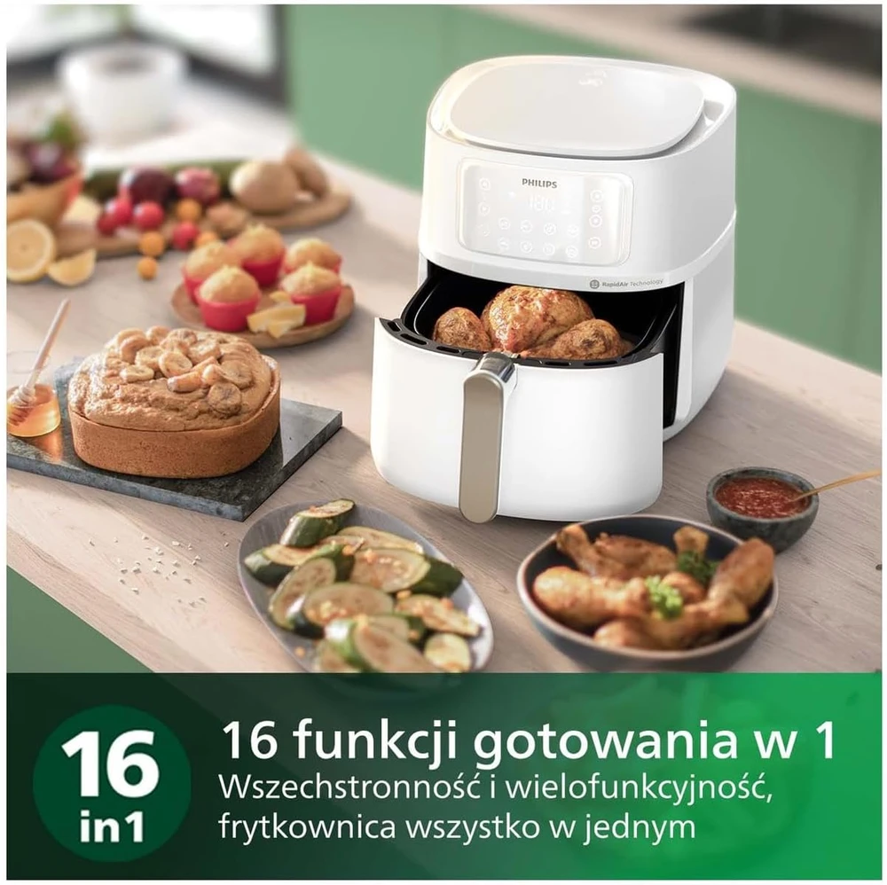 Philips 5000 Series HD9285/00 gruzdintuvė vienvietė 7,2 l 2000 W karšto oro gruzdintuvė Sidabrinis, Baltas
