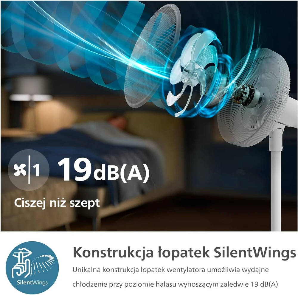 Ventiliatorius Philips 2000 Series | CX2550/00 | Stand Fan | 50 W | Diameter 40 cm | Greičių skaičius 3 | Oscillation | Baltas
