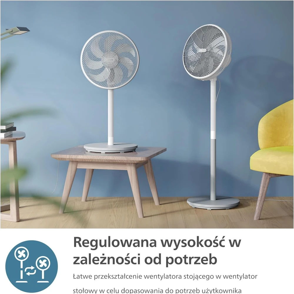 Ventiliatorius Philips 2000 Series | CX2550/00 | Stand Fan | 50 W | Diameter 40 cm | Greičių skaičius 3 | Oscillation | Baltas
