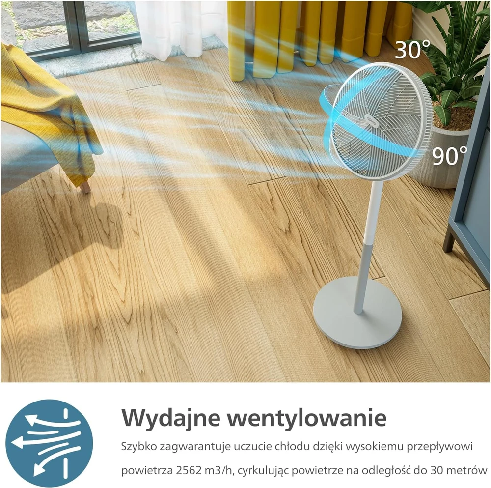 Ventiliatorius Philips 2000 Series | CX2550/00 | Stand Fan | 50 W | Diameter 40 cm | Greičių skaičius 3 | Oscillation | Baltas