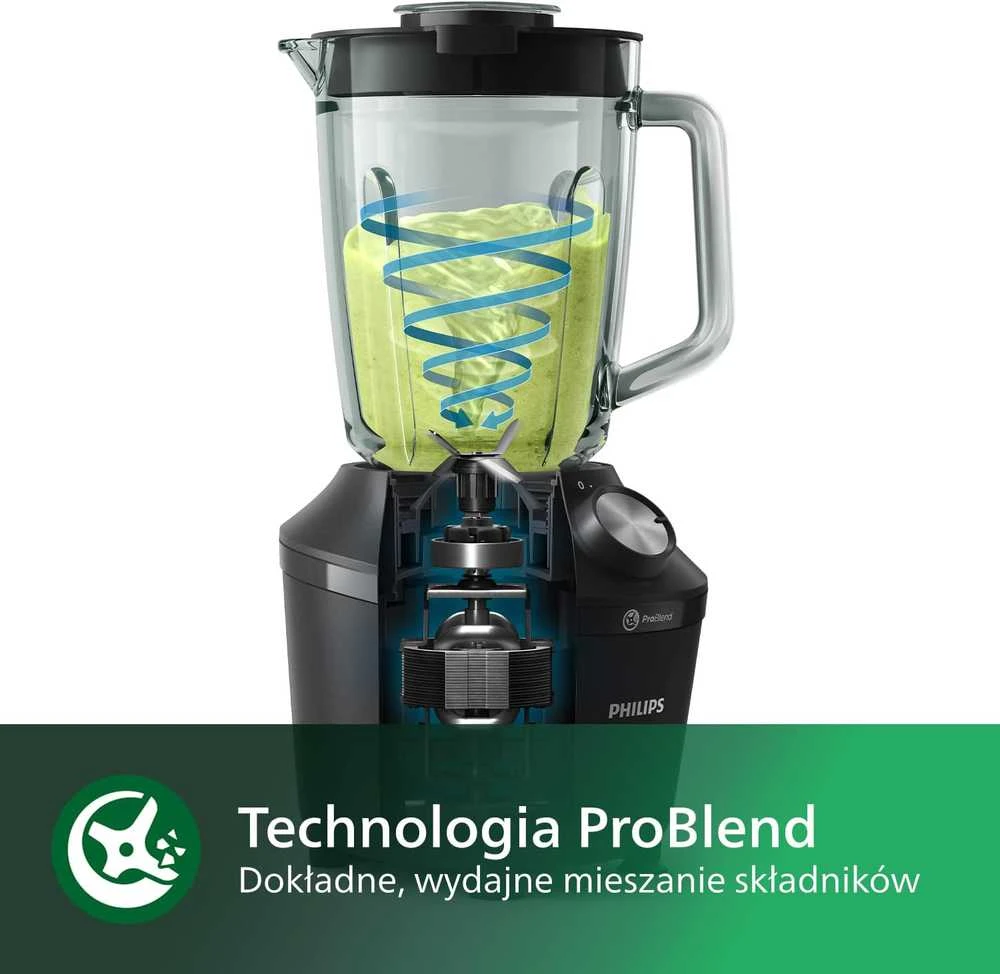 Philips stacionarus blenderis ProBlend Crush 600 W, 2 l stiklinis ąsotis, juodas HR2291/41