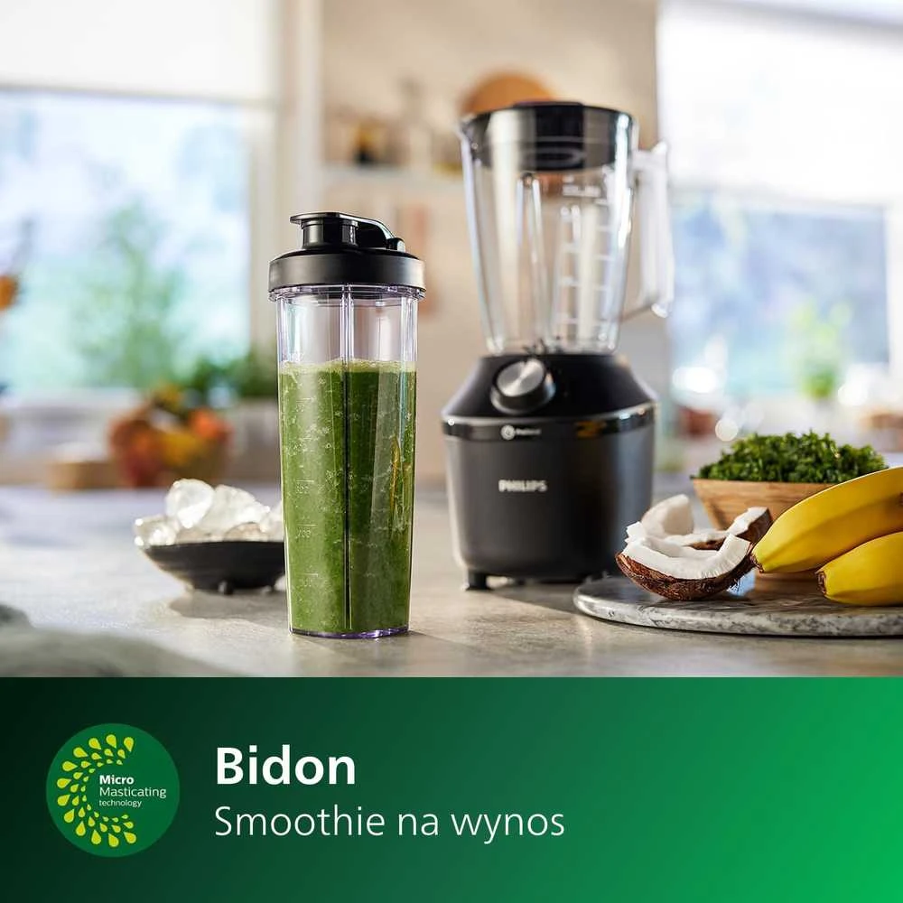 Philips stacionarus blenderis ProBlend Crush 600 W, 2 l stiklinis ąsotis, juodas HR2291/41