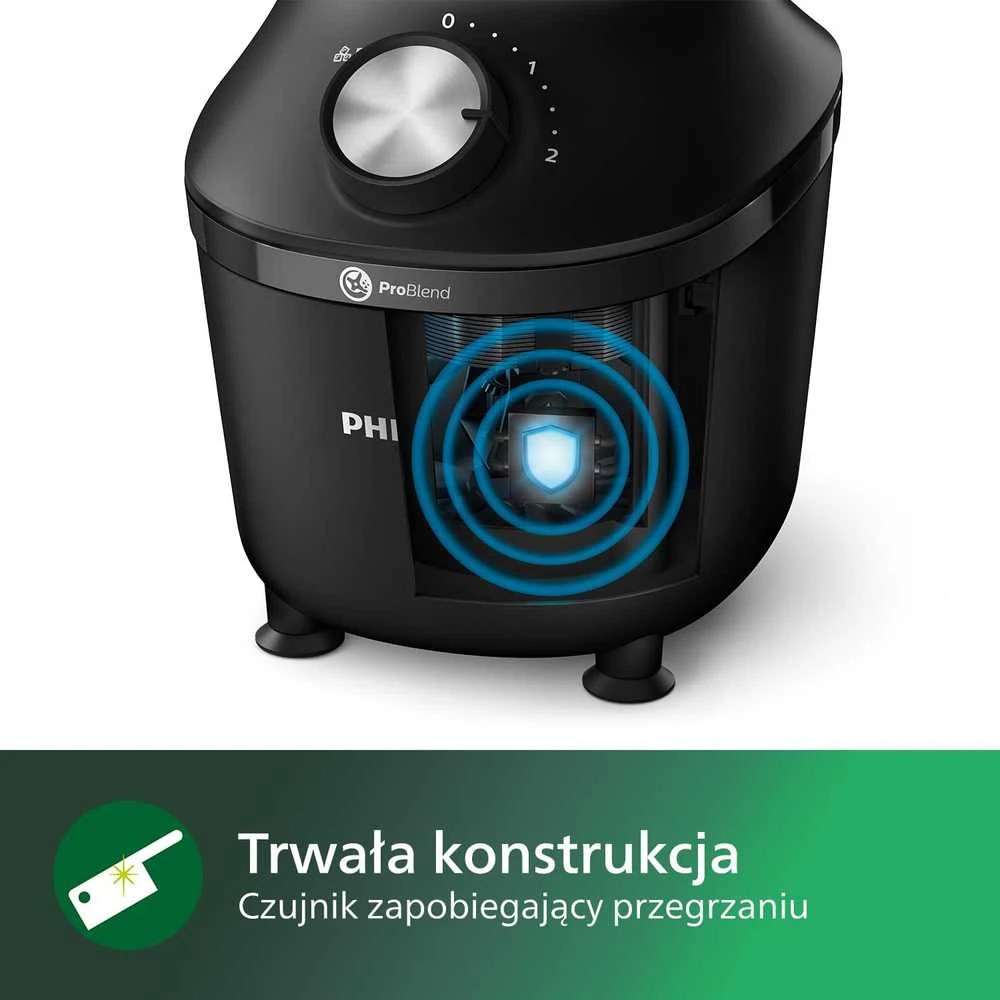 Philips stacionarus blenderis ProBlend Crush 600 W, 2 l stiklinis ąsotis, juodas HR2291/41