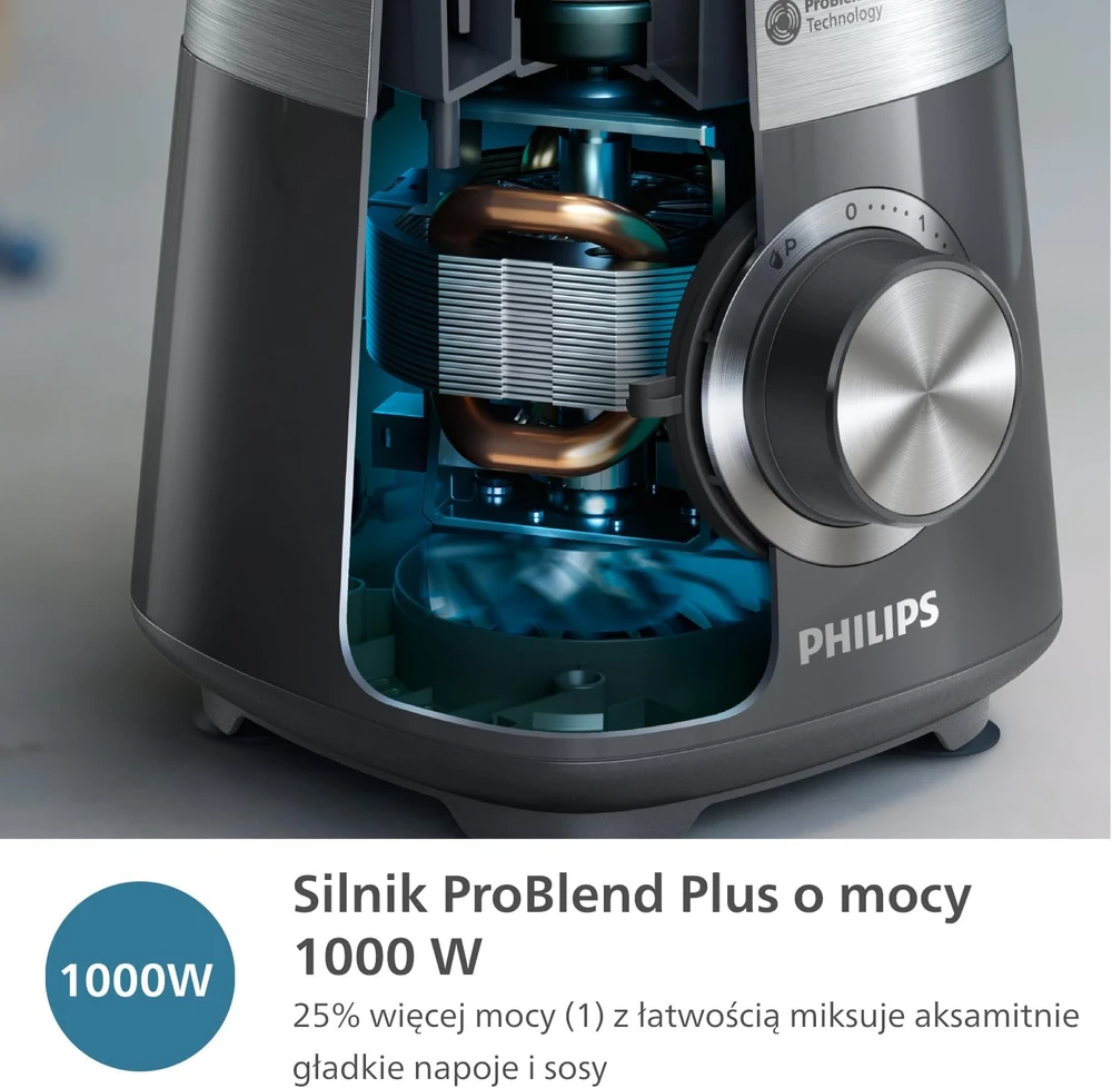 Philips Maišytuvas | HR3020/20 | Stalviršis | 1000 W | Stiklainio medžiaga Plastikas | Stiklainio talpa 1,5 L | Kašmyro pilkas