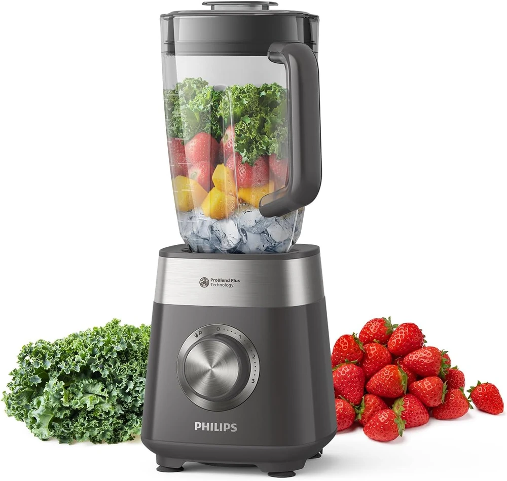 Philips Maišytuvas | HR3020/20 | Stalviršis | 1000 W | Stiklainio medžiaga Plastikas | Stiklainio talpa 1,5 L | Kašmyro pilkas
