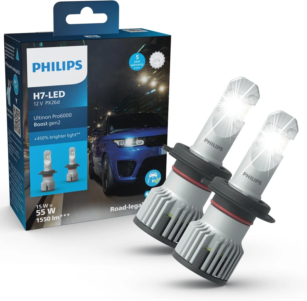 Philips Ultinon Pro6000 Boost H7 LED automobilinė lemputė 12 V 1550 lm 11972U60B2X2