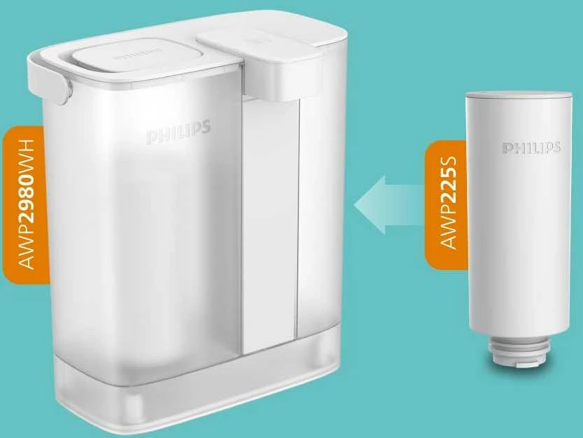 Philips vandens filtras staliniam naudojimui su 3 filtrų komplektu, 3 l talpa, greitas srautas, USB-C akumuliatorius, AWP2980WHS3/10
