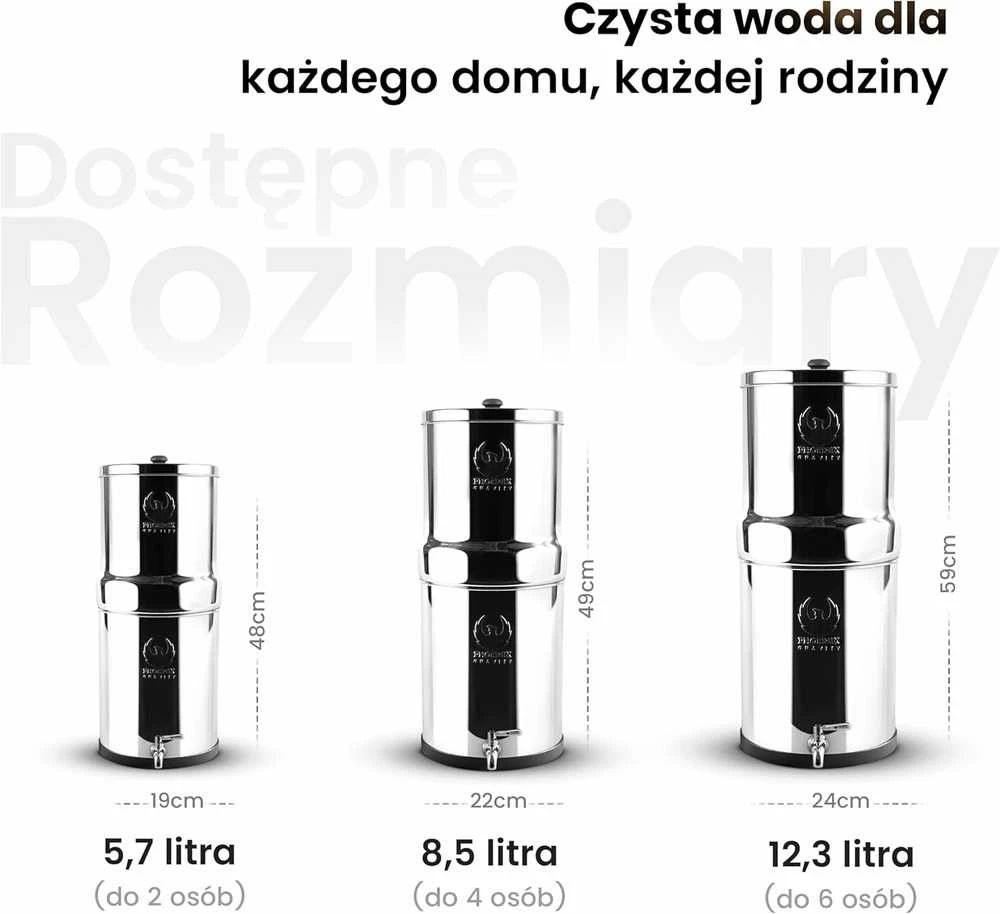 Phoenix Gravity 6 l stalo vandens filtravimo sistema su dviem Smart Carbon filtrais ir nerūdijančio plieno čiaupu