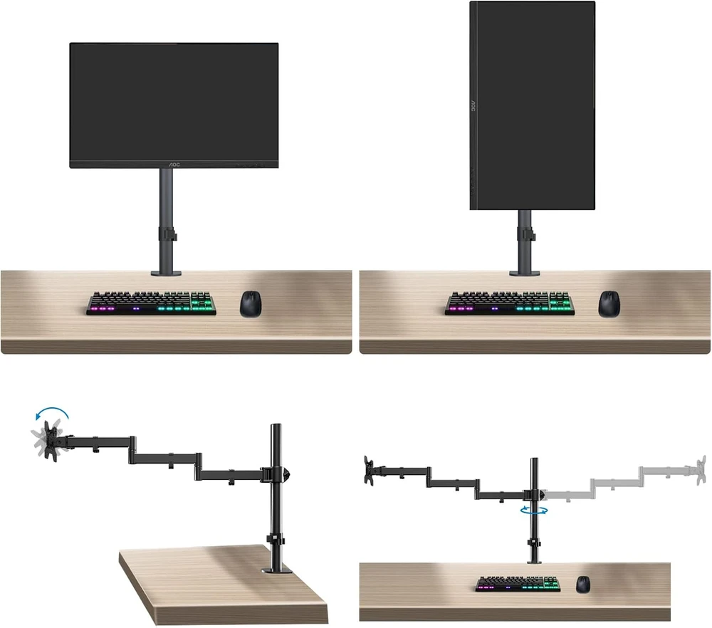 Pholiten monitoriaus laikiklis 17–32 col., iki 10 kg, VESA 75/100, 710 mm svirtis MD9431