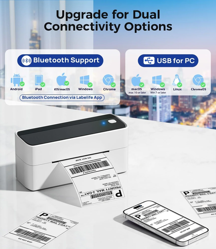 Phomemo etikečių spausdintuvas terminis Bluetooth, 203 dpi, 24 W, PM241-BT