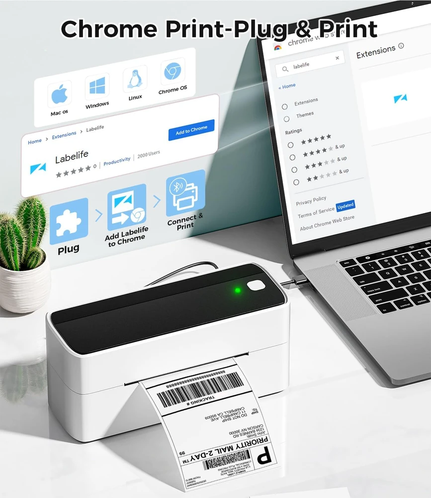Phomemo etikečių spausdintuvas terminis Bluetooth, 203 dpi, 24 W, PM241-BT
