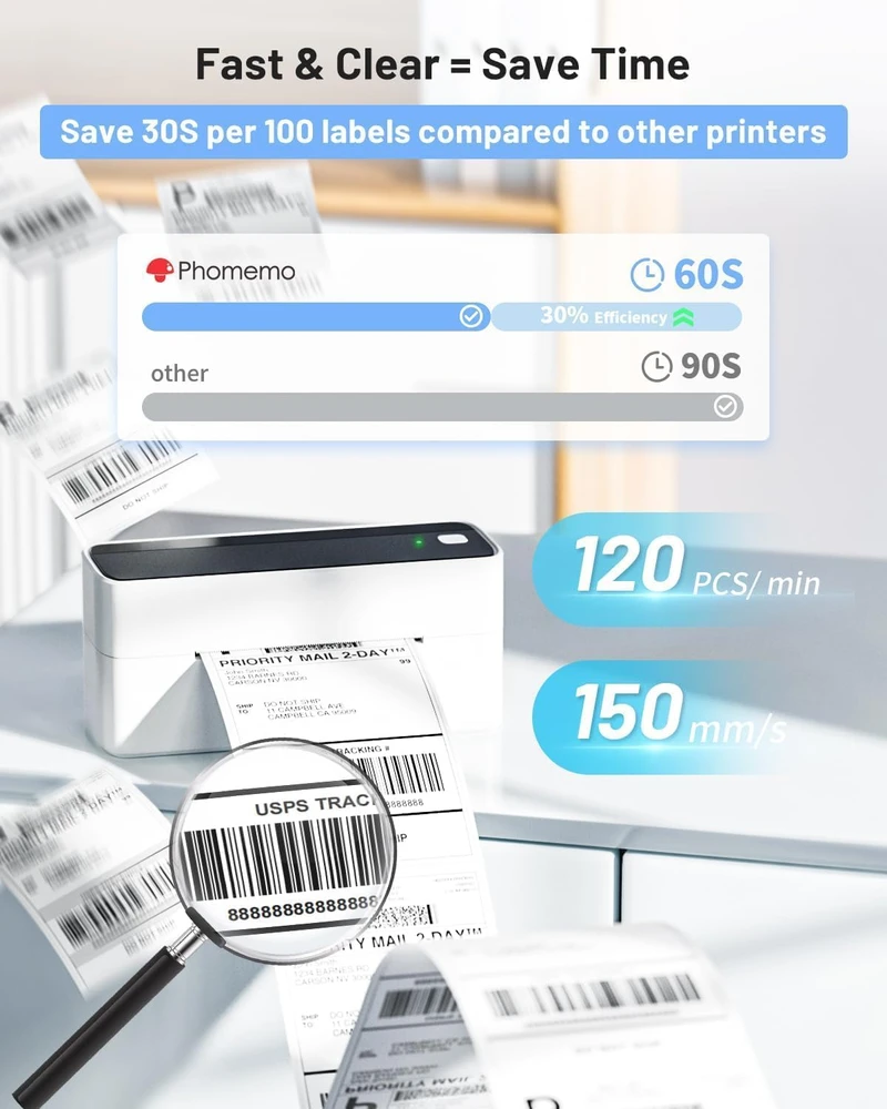 Phomemo etikečių spausdintuvas, terminis, Bluetooth, USB, 300 dpi, PM241BT