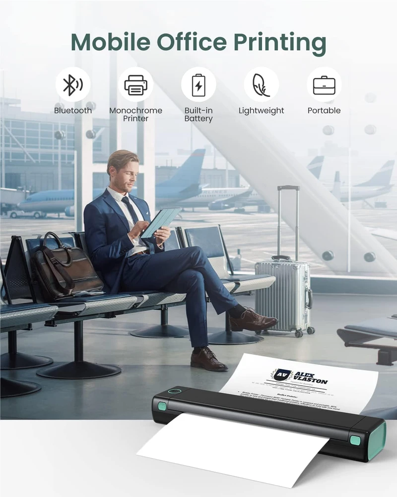 Phomemo M08F nešiojamasis A4 terminis spausdintuvas su Bluetooth ir USB