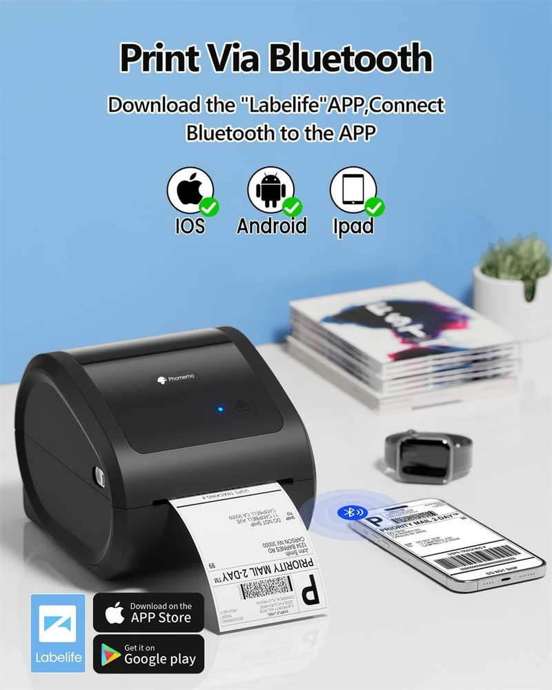 Phomemo terminis etikečių spausdintuvas Bluetooth ir USB, 150 mm/s D520BT