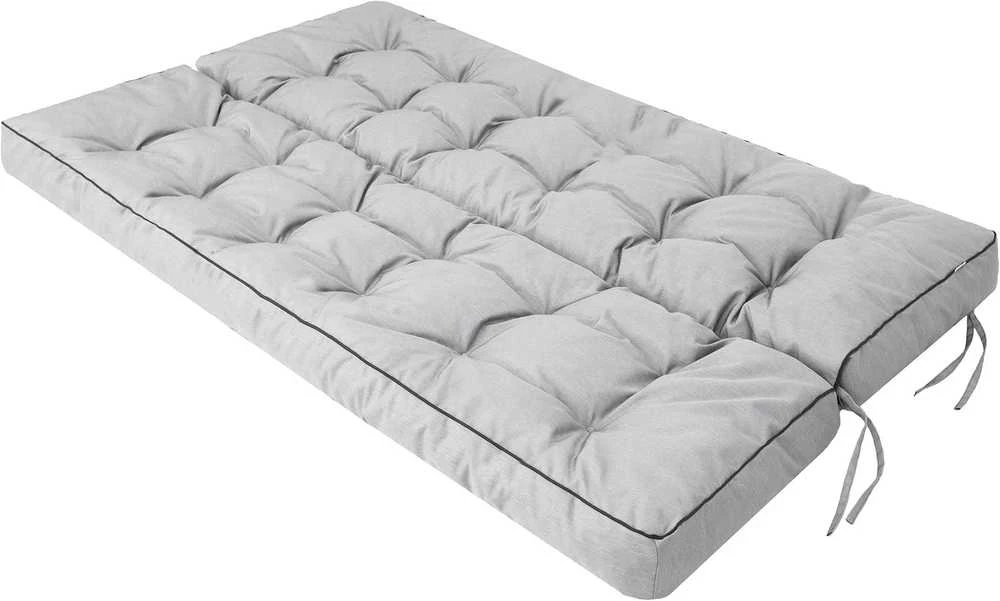 PillowPrim sėdimoji pagalvė sūpynėms, 150 cm, pilka, su atlošu, lininiu užvalkalu