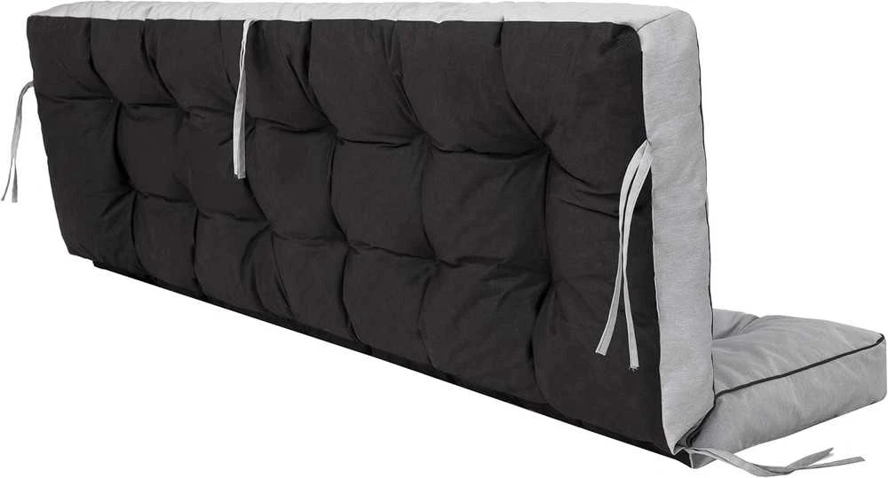 PillowPrim sėdimoji pagalvė sūpynėms, 150 cm, pilka, su atlošu, lininiu užvalkalu