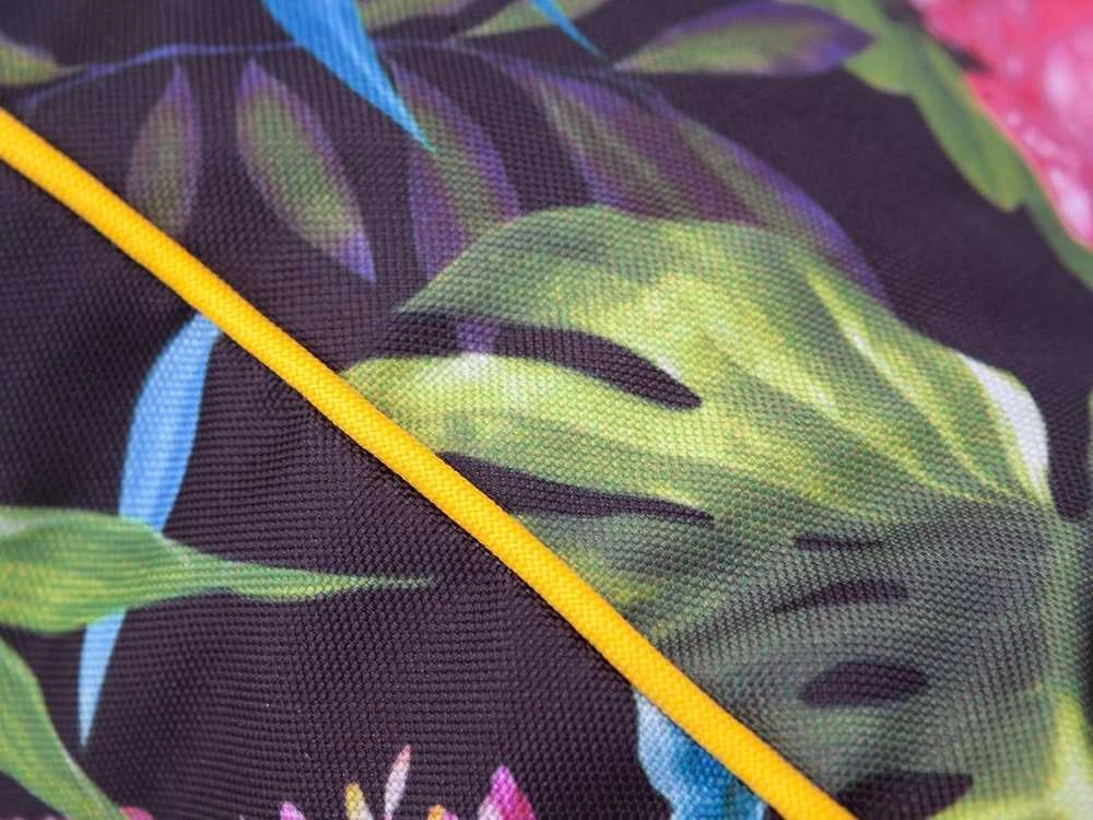 PillowPrim sėdimosios dalies ir atlošo pagalvė sūpynėms ir suoliukams, 150 cm pločio, poliesterio užvalkalas, spalvingų lapų raštas