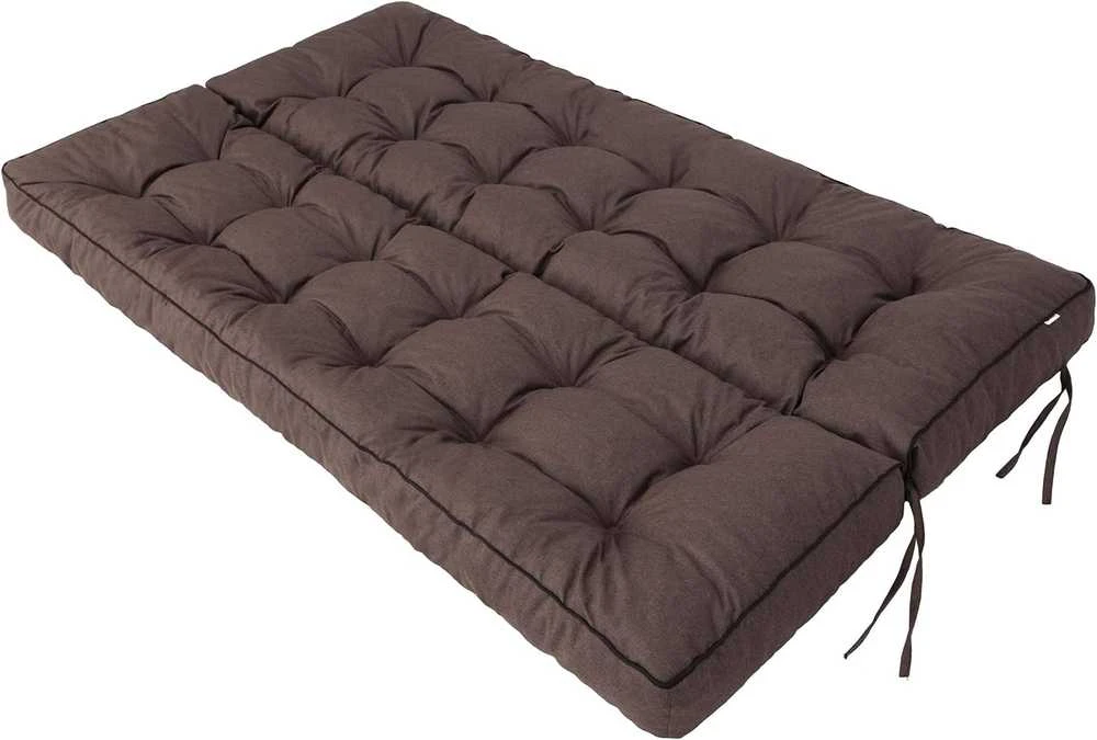 PillowPrim sodo sūpynės pagalvė su atlošu, 150 cm pločio, ruda, poliesterio užvalkalas