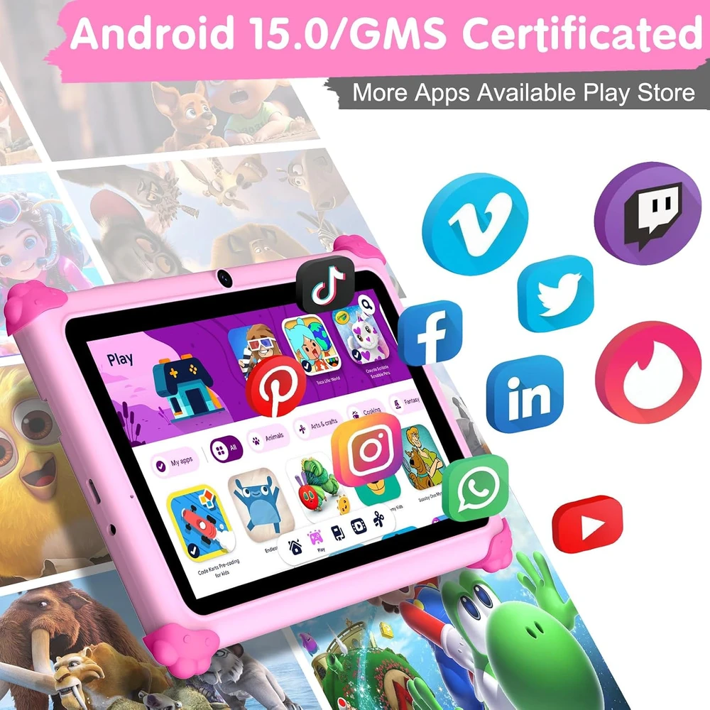 Planšetė ascrecem planšetinis kompiuteris vaikams 7 colių IPS, 32 GB, Wi-Fi, KIDS710