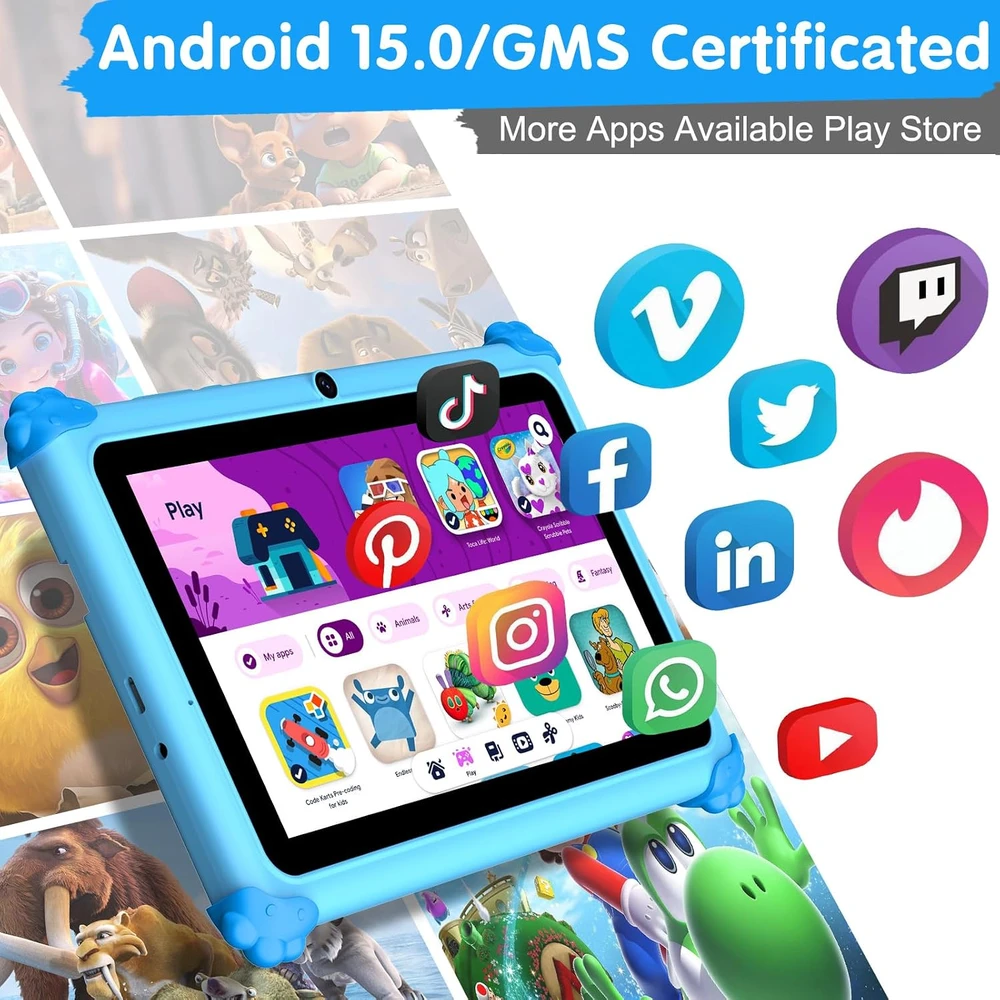 Planšetė ascrecem vaikiškas planšetinis kompiuteris 7 colių, 32 GB, Android, KIDS710