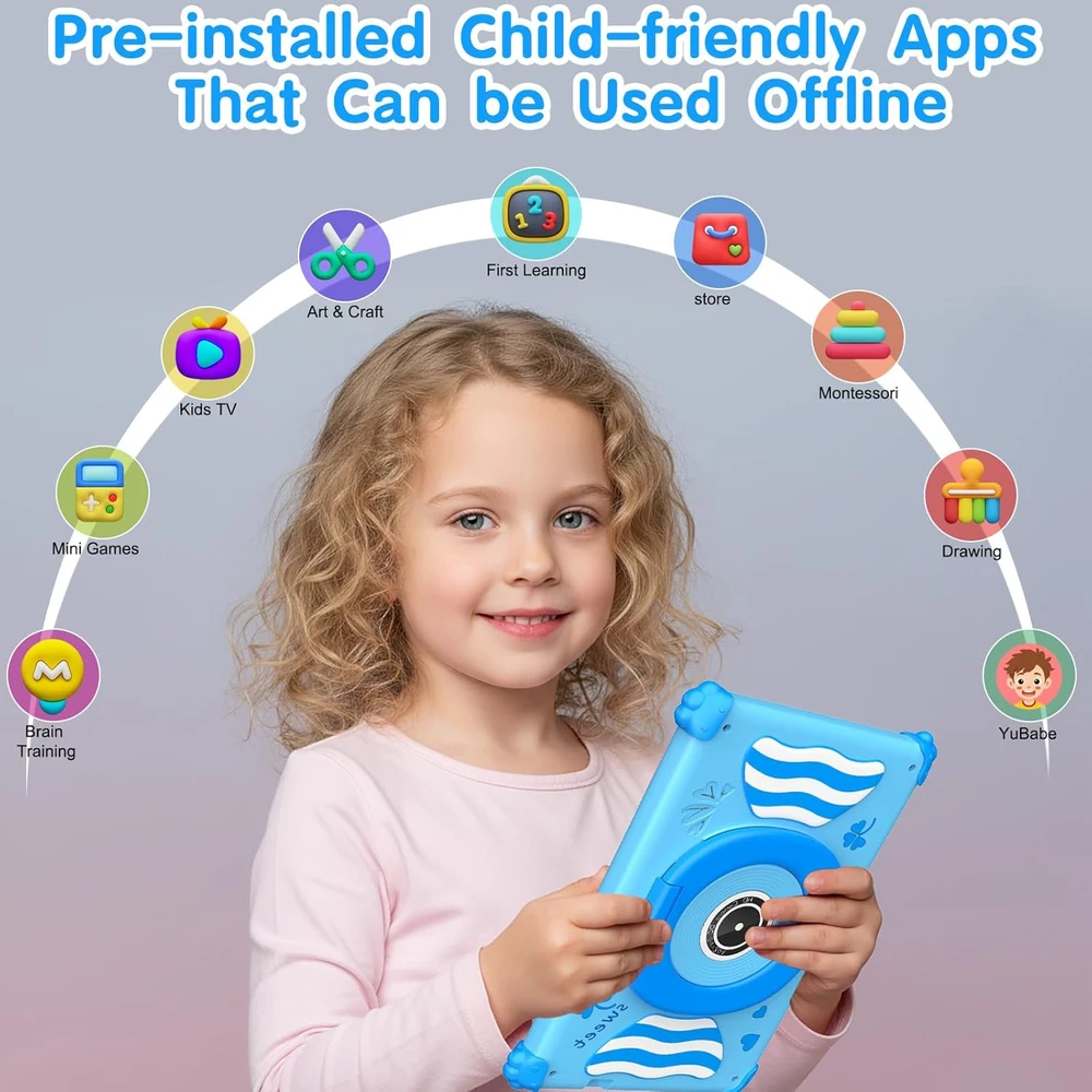 Planšetė ascrecem vaikiškas planšetinis kompiuteris 7 colių, 32 GB, Android, KIDS710