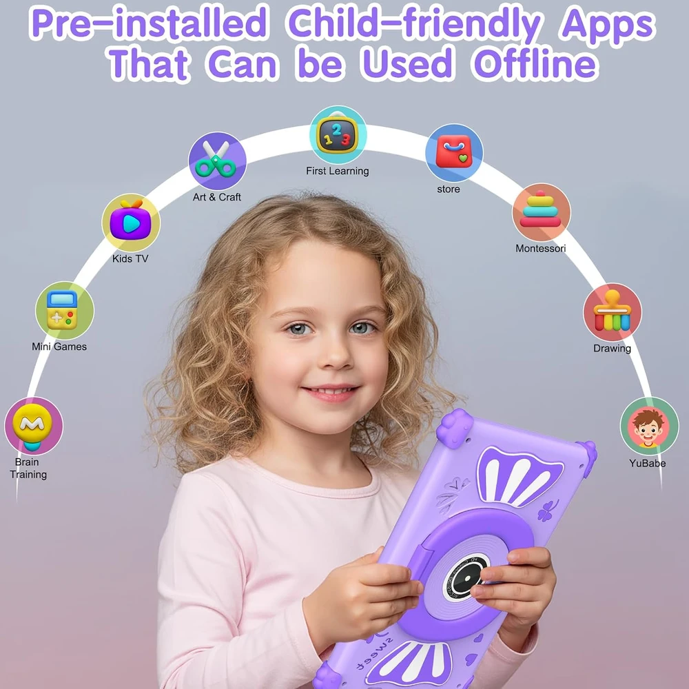 Planšetė ascrecem vaikiškas planšetinis kompiuteris 7 colių, 32 GB, Android, KIDS710