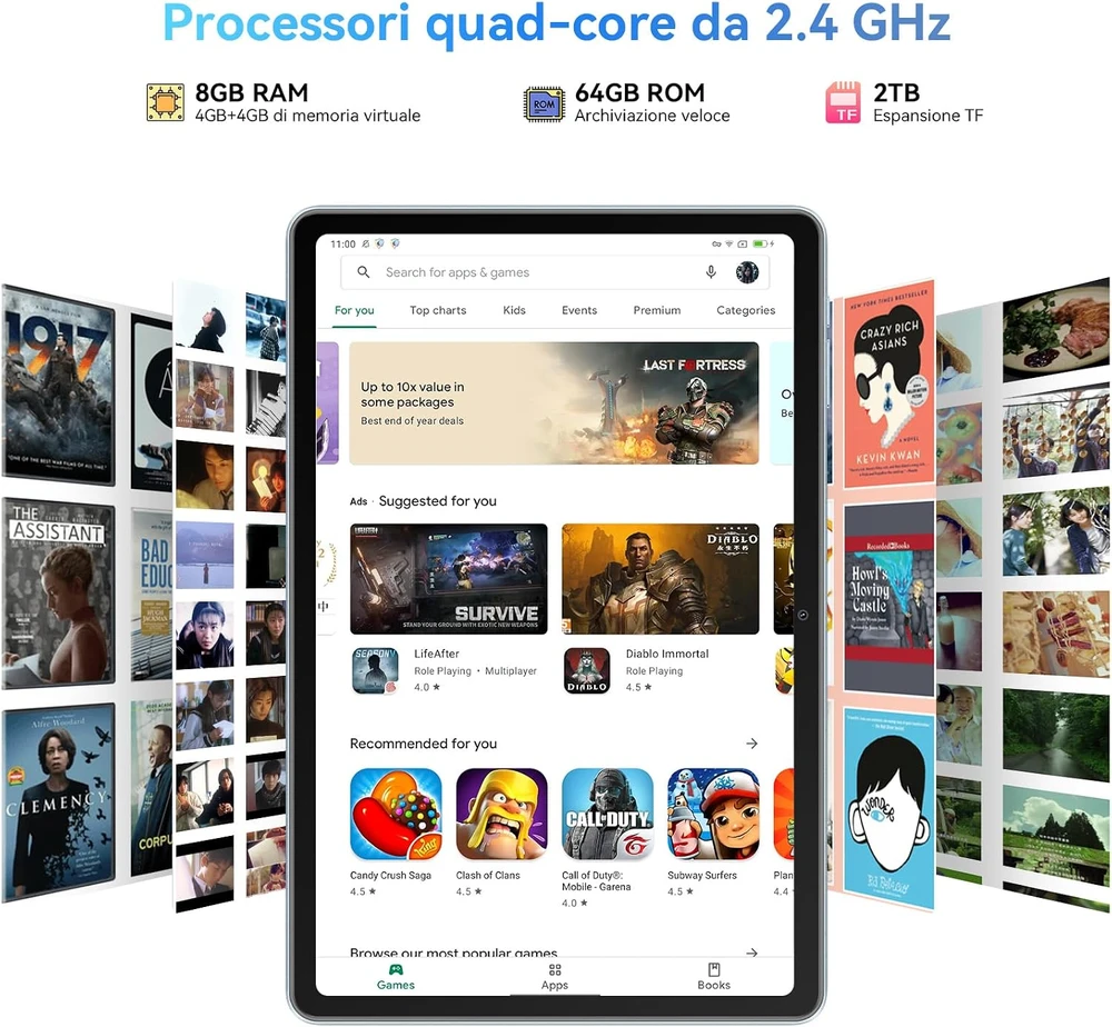 Planšetė Blackview planšetinis kompiuteris Tab 70 Wi-Fi 10,1 col., 4 GB/64 GB, Android 14