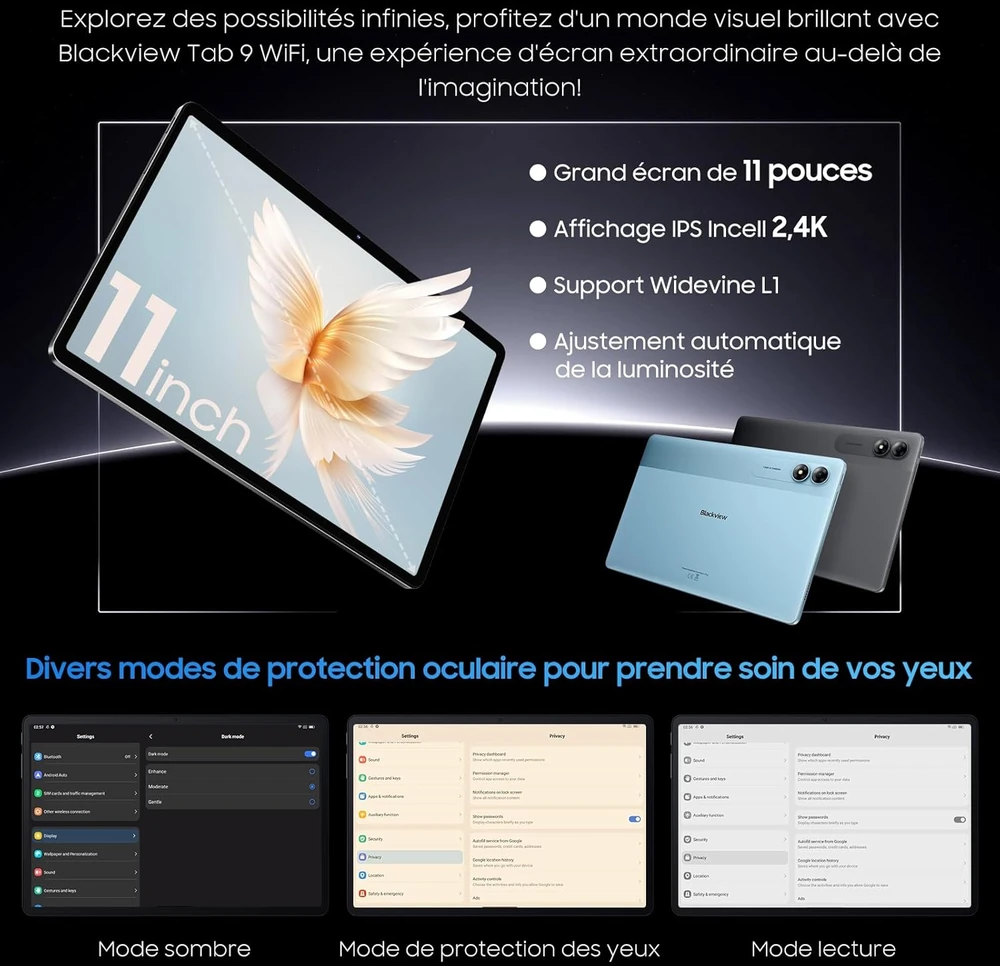 Planšetė Blackview planšetinis kompiuteris Tab9Wifi 11 colių 2K, 18 GB RAM, 256 GB, Android 14