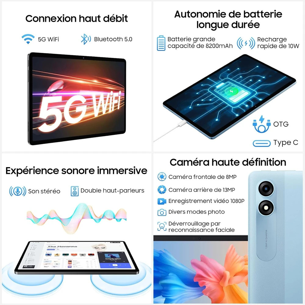 Planšetė Blackview planšetinis kompiuteris Tab9Wifi 11 colių 2K, 18 GB RAM, 256 GB, Android 14