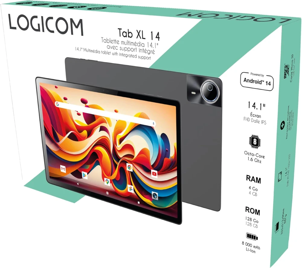 Planšetė Logicom planšetinis kompiuteris Tab XXL, 14 col. IPS, 128 GB, Android 15