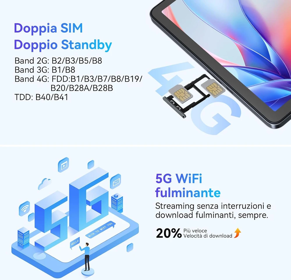 Planšetė TABWEE planšetinis kompiuteris W90, 11 colių, 24 GB RAM, 256 GB, 4G LTE ir Wi-Fi