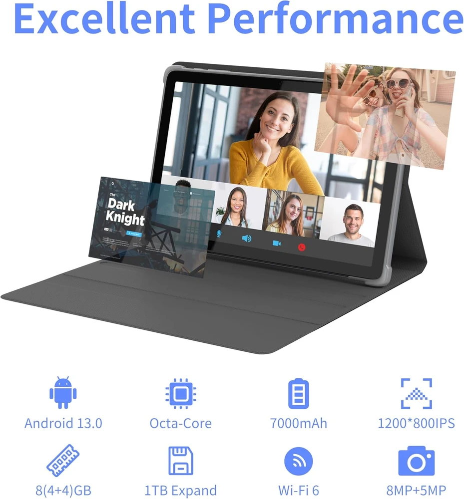 Planšetė Tibuta planšetinis kompiuteris su Android 13, 10,1 col. IPS ekranu, 8 GB RAM ir 64 GB E220