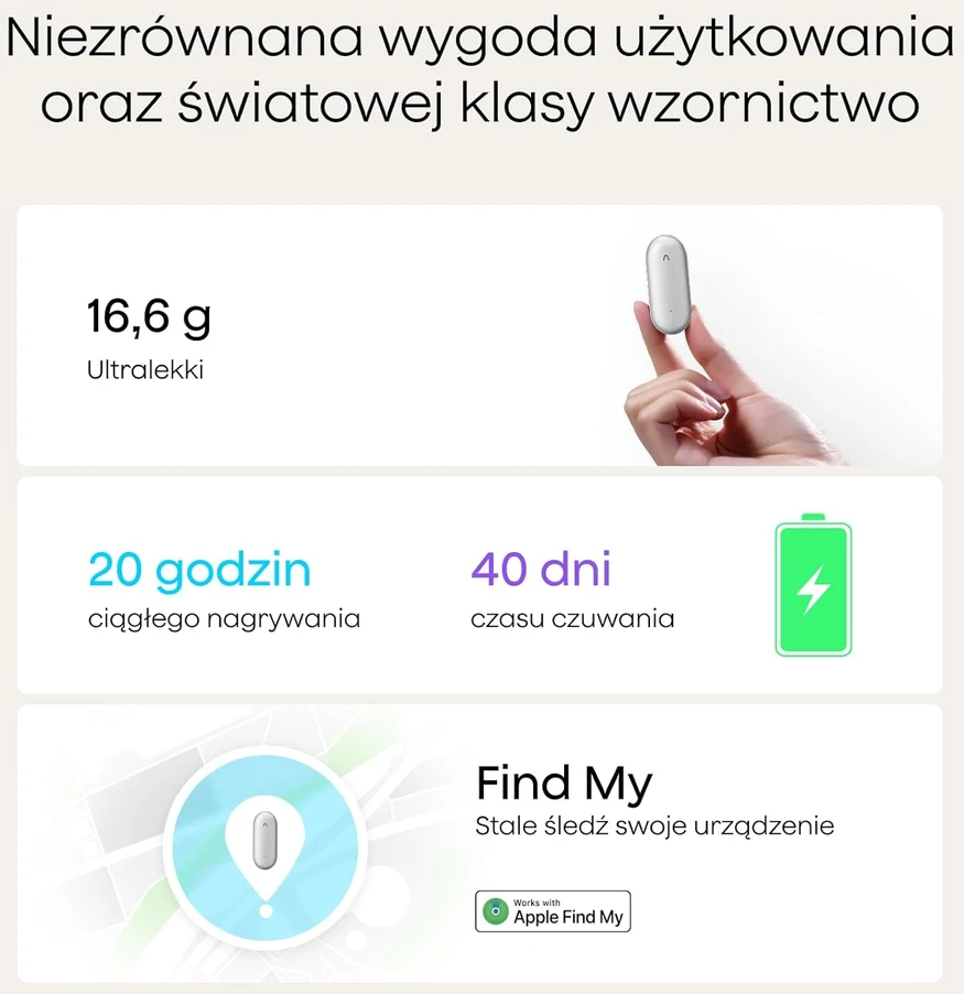 Plaud AI diktofonas su AI transkripcija, 64 GB atmintis, Bluetooth, NB-100 modelis