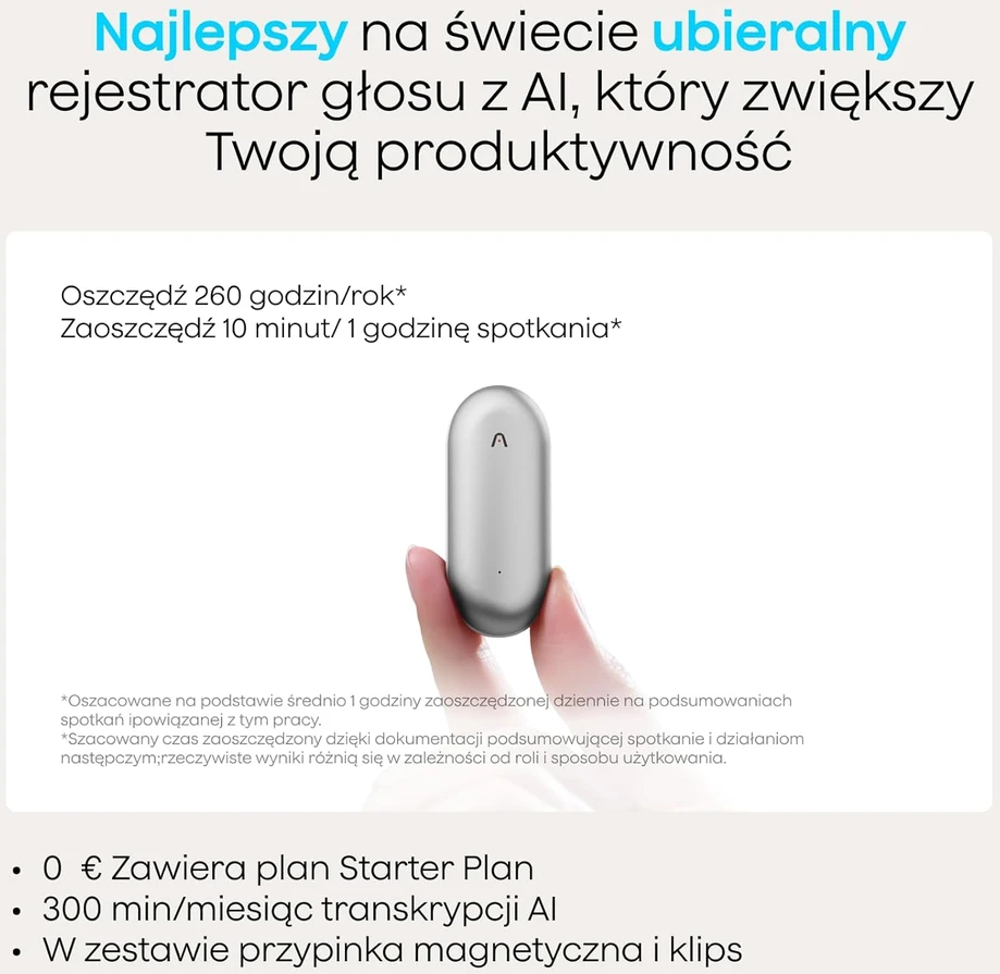 Plaud AI diktofonas su AI transkripcija, 64 GB atmintis, Bluetooth, NB-100 modelis
