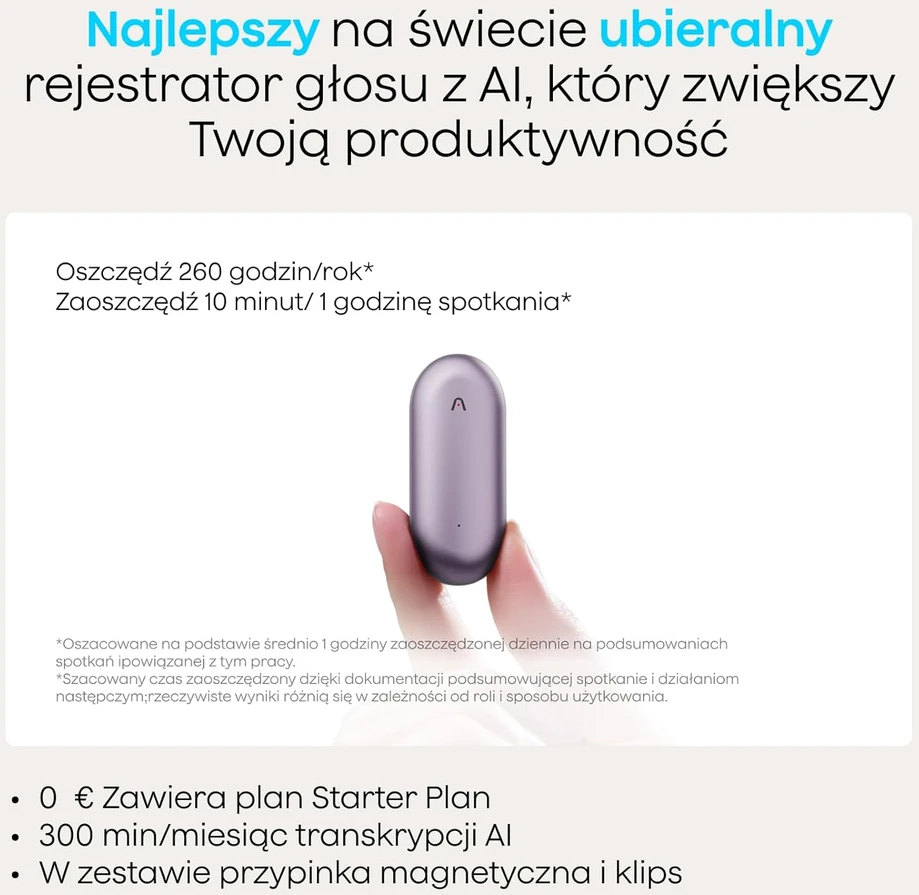 Plaud išmanusis AI diktofonas su Bluetooth, 64 GB atmintimi, 20 valandų įrašymas, NB-100