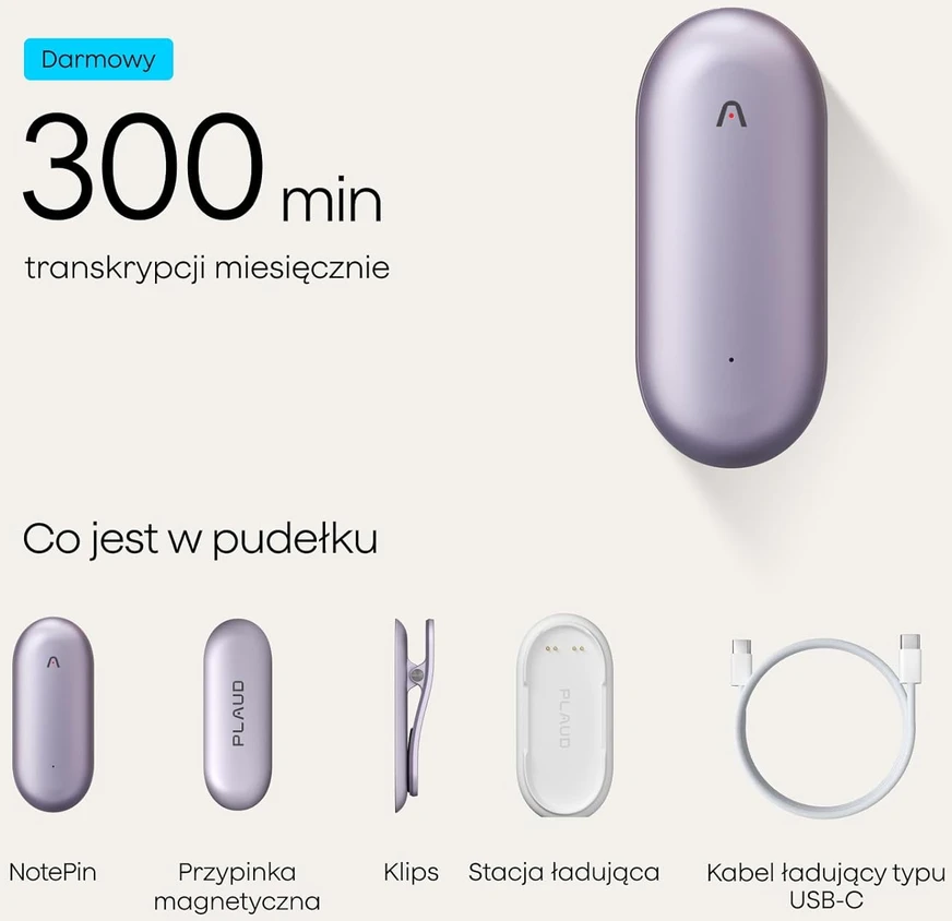 Plaud išmanusis AI diktofonas su Bluetooth, 64 GB atmintimi, 20 valandų įrašymas, NB-100