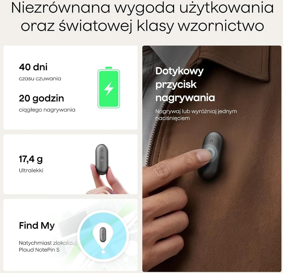 Plaud skaitmeninis diktofonas su AI transkripcija, 64 GB atmintis, Bluetooth, modelis PN0210