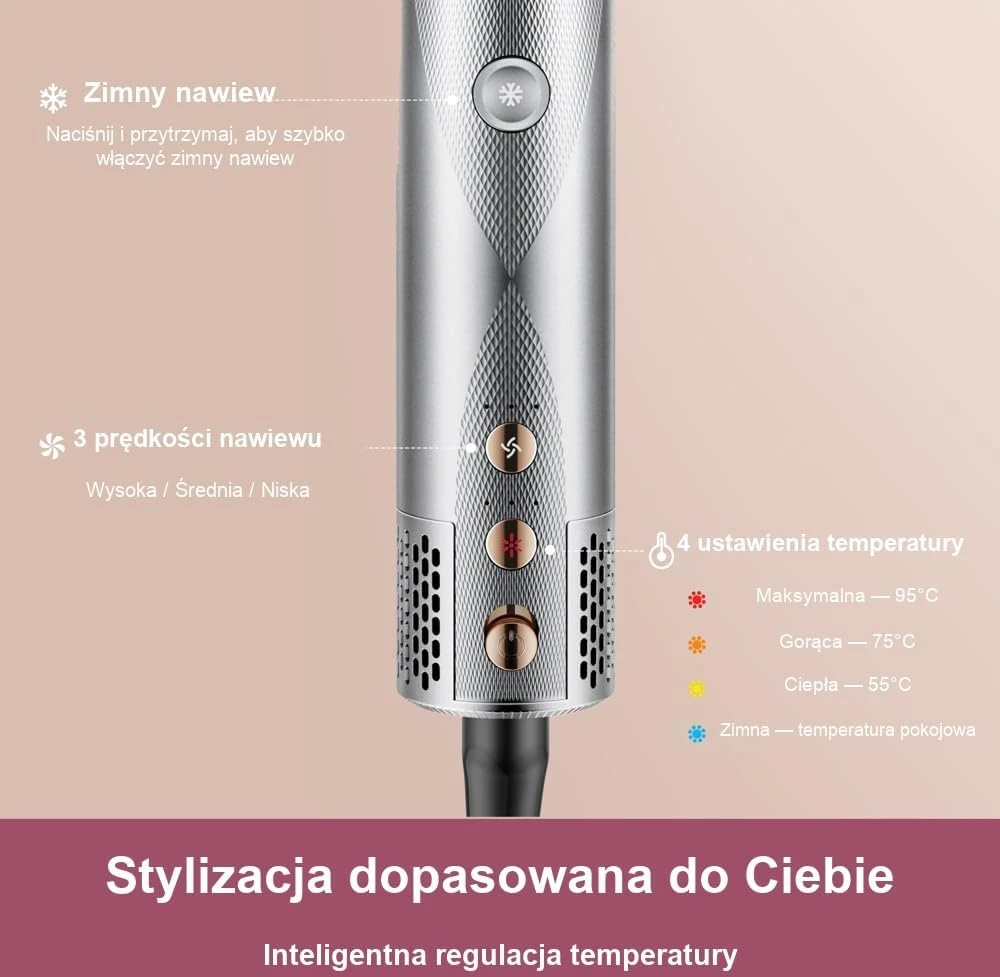 Plaukų džiovintuvas Lecomely 5 viename plaukų formavimo prietaisas su joniniu džiovintuvu, 1500 W, A3