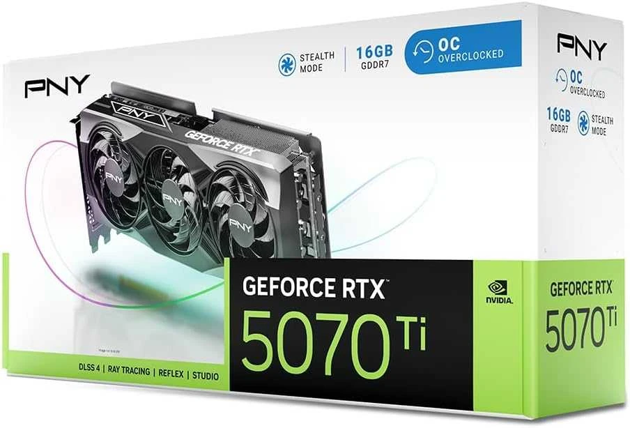 Vaizdo plokštė Pny Technologies PNY GeForce RTX 5070 Ti OC leidimas, 16384 MB GDDR7